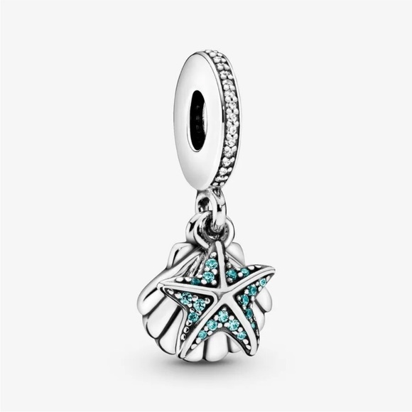 Pandora, sparkling, starfish, and seashell dangle charm. - Picture 1 of 5